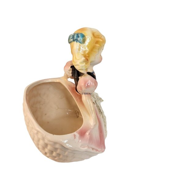 Ruebens Originals Ceramic Planter Pink Gown Blonde Girl Figurine Vintage 526 Lab - Picture 9 of 11